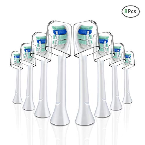 Book Cover Sonioral Replacement Brush Heads Sonic Toothbrush Compatible Philips Sonicare Electric Toothbrush Diamond Clean Plaque Control Gum Health 8 Pack Blue