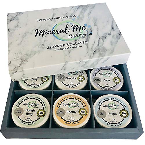 Book Cover Shower Bombs w/Organic Essential Oils - Set of 6 Aromatherapy Shower Steamers for vaporizing Steam Spa Experience - Shower Melts, Bath Bombs for The Shower. Perfect Gift for Men and Women
