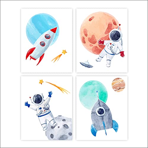 Kids Space Decor Art Prints (Set of 4) - Unframed - 8x10s
