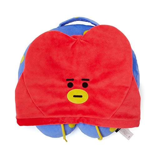 YiimDaifun BT21 Official Merchandise by Line Friends - TATA Character Hooded Travel Neck Pillow, Red