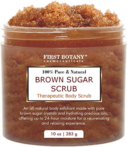 Book Cover Brown Sugar Natural Body Scrub - 100% Natural Best for Acne, Cellulite Cream/Scrub and Stretch Mark treatment, Moisturizer, Face Scrub 10 oz