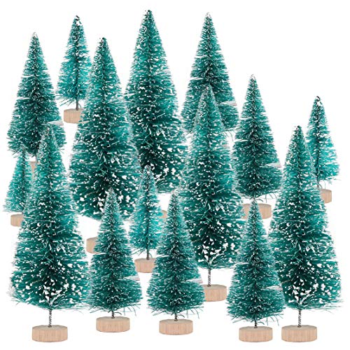 Mini Christmas Tree, Outgeek Artificial Sisal Tree Xmas Bottle Brush Trees Crafts Snow Tree for Table Home DIY Party Ornament Decoration Christmas Decor Pine Tree with Wood Base 34PCS