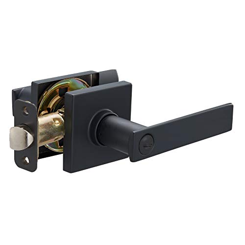 Amazon Basics Contemporary Stamford Privacy Door Lever, Easy Installation, Matte Black, 1-Pack