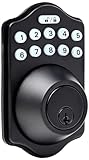 Amazon Basics Electronic Keypad Deadbolt Door Lock with Auto Lock, Touch-Control Keyless Entry, Customizable User Codes, Traditional Design, Matte Black, 1-Pack