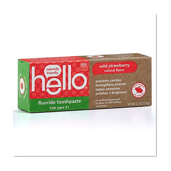 Hello Oral Care ADA Approved Fluoride Kids Toothpaste, Vegan & SLS Free, Natural Wild Strawberry Flavor, 4 Ounce