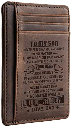 Wife To Husband Father Mother to Son Gift Best Anniversary Christmas Birthday Gifts Slim Wallet, Coffee, One Size, Father to Son Ch Coffee