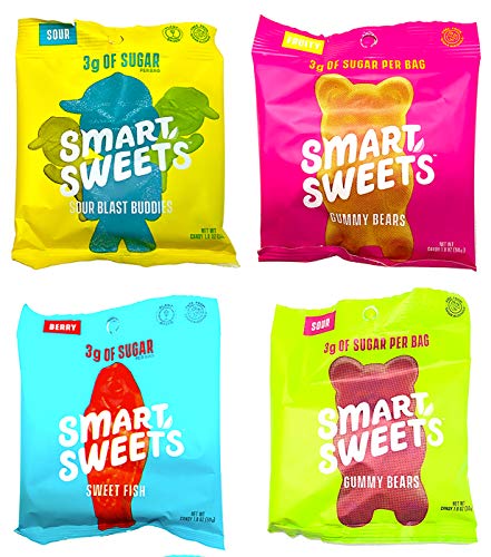 Book Cover SmartSweets Fruity Gummy Bears, Sour Gummy Bears, Sweet Fish, Sour Buddies, Assortment Pack, Low Carb, Low Sugar, 7.2 oz. Total Keto-Friendly, Stevia Sweetened Fruity