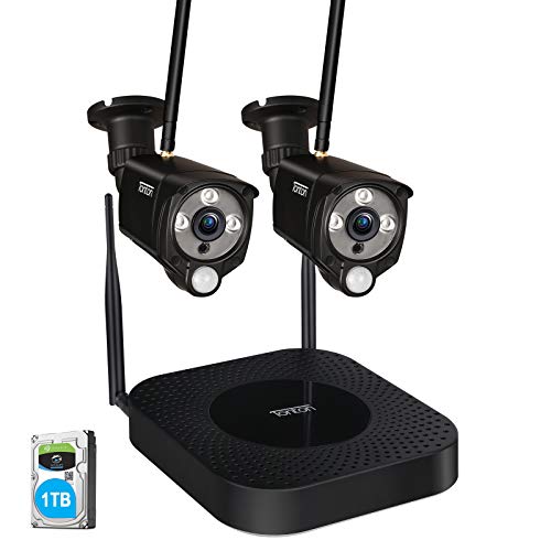 Tonton 8CH Full HD 1080P Expandable Security Camera System Outdoor, Surveillance NVR with 1TB Hard Drive and (2) 2.0MP Waterproof Bullet Camera,Free APP Remote Viewing and Email Alert