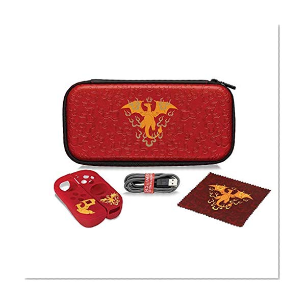 Book Cover Nintendo Switch Pokemon Charizard Element Starter Kit with Travel Case, Power Cable & Cleaning Cloth by PDP, 500-090