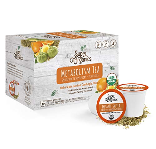 Super Organics Metabolism Oolong Tea Pods With Superfoods & Probiotics | Keurig K-Cup Compatible | Weight & Metabolism, Slim Tea | USDA Certified Organic, Vegan, Non-GMO, Natural & Delicious Tea, 12ct