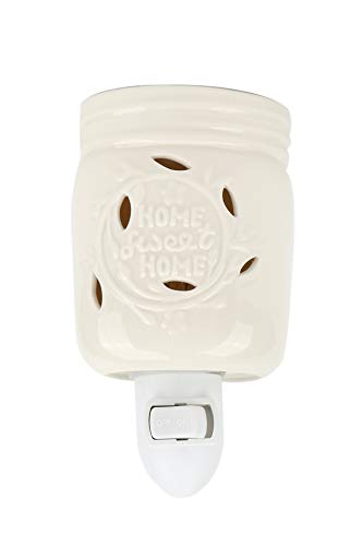 Book Cover Candle Warmers Home Sweet Home Jar Plug-in Wax Warmer, Ceramic, 3 x 5-3/8 Inches, White