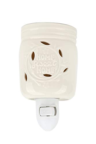 Candle Warmers Home Sweet Home Jar Plug-in Wax Warmer, Ceramic, 3 x 5-3/8 Inches, White
