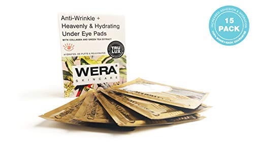 Under Eye Patches by Wera Skincare | Anti-Wrinkle + Heavenly & Hydrating Collagen | Depuffing & Rejuvenating | Reduces Dark Spots | Increased Adhesion & Hydration + Vegan & All-Natural (15 Pairs)