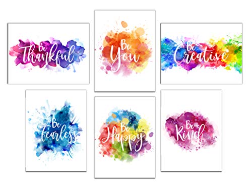 Colorful Abstract Paint Splats Inspirational Wall Art Prints (Unframed) | Set of 6 (8x10) (Option 1)