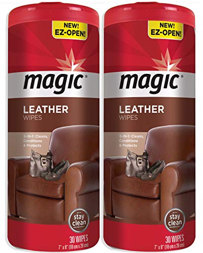Magic Leather Wipes [2 Pack] Clean Condition UV Protection Help Prevent Cracking or Fading of Leather Couches, Car Seats, Shoes, Purses