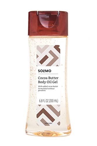 Amazon Brand - Solimo Body Oil Gel with Cocoa Butter, Paraben Free, 6.8 Fluid Ounce (Pack of 4)