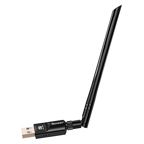 Book Cover USB WiFi Adapter 1200Mbps Techkey USB 3.0 WiFi Dongle 802.11 ac Wireless Network Adapter with Dual Band 2.42GHz/300Mbps 5.8GHz/866Mbps 5dBi High Gain Antenna for Desktop Windows XP/Vista / 7-10 Mac