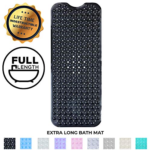Enkosi Extra Large Long Non Slip Bathroom Bath Mat for Tub and Shower (Black)