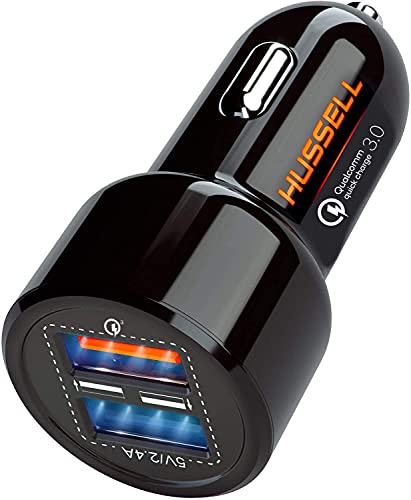 Book Cover Hussell Car Charger Adapter - 3.0 Portable USB w/Fast Charge Technology & Dual Ports - Compatible w/Apple iPhone, Android, Tablet or Other USB Device