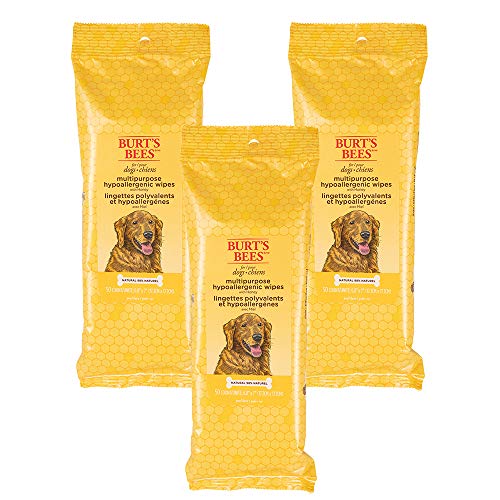 Burt's Bees for Pets Honey Multipurpose Dog Grooming Wipes, Gentle Hypoallergenic Spot Cleaning Sheets, pH Balanced Natural Origin Formula for Paws, Face and Butt, 50 Count - 3 Pack