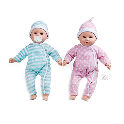 Book Cover Melissa & Doug Mine to Love Twins Luke & Lucy 15” Light Skin-Tone Boy and Girl Baby Dolls with Rompers, Caps, Pacifiers - Twin Baby Dolls, First Baby Dolls For Toddlers 18 Months And Up