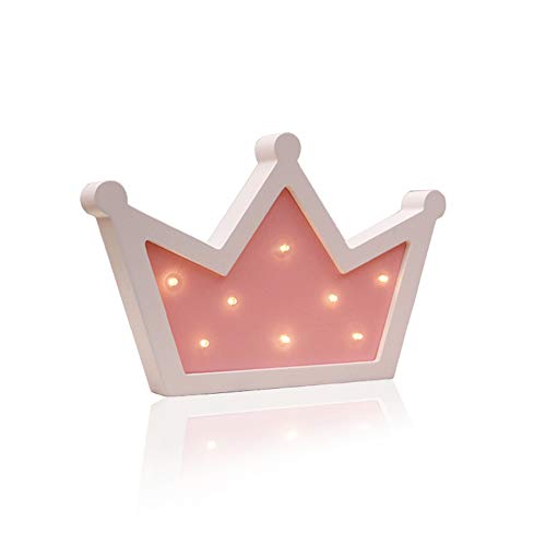 Book Cover Crown LED Light Wall Decor, Queen Princess Kings Shaped Sign-Lighted,Crown Decor for Birthday Wedding Party, Christmas, Kids Room, Living Room Decor (Pink)