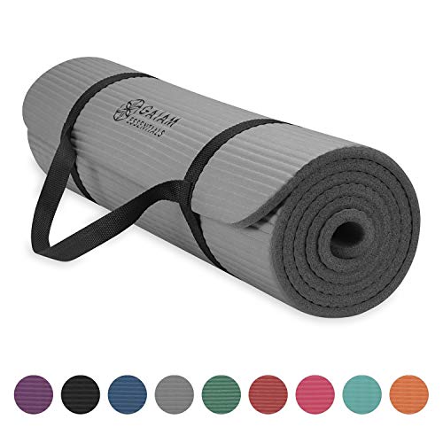 Book Cover Gaiam Essentials Thick Yoga Mat Fitness & Exercise Mat with Easy-Cinch Yoga Mat Carrier Strap (72