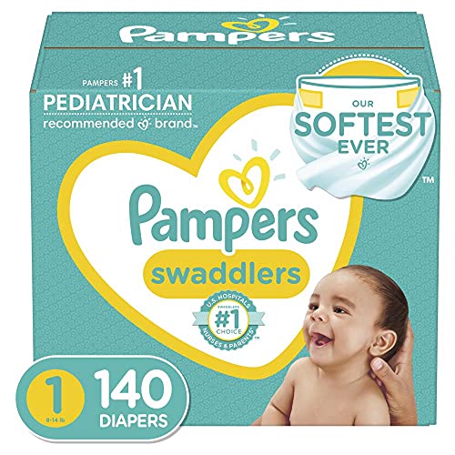 Book Cover Diapers Newborn/Size 1 (8-14 lb), 140 Count - Pampers Swaddlers Disposable Baby Diapers, Giant Pack (Packaging May Vary)