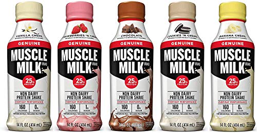 Muscle Milk Genuine Non Dairy Protein Shake, 5 Flavor Variety Pack, 25g Protein, 14 FL OZ (Pack of 10)