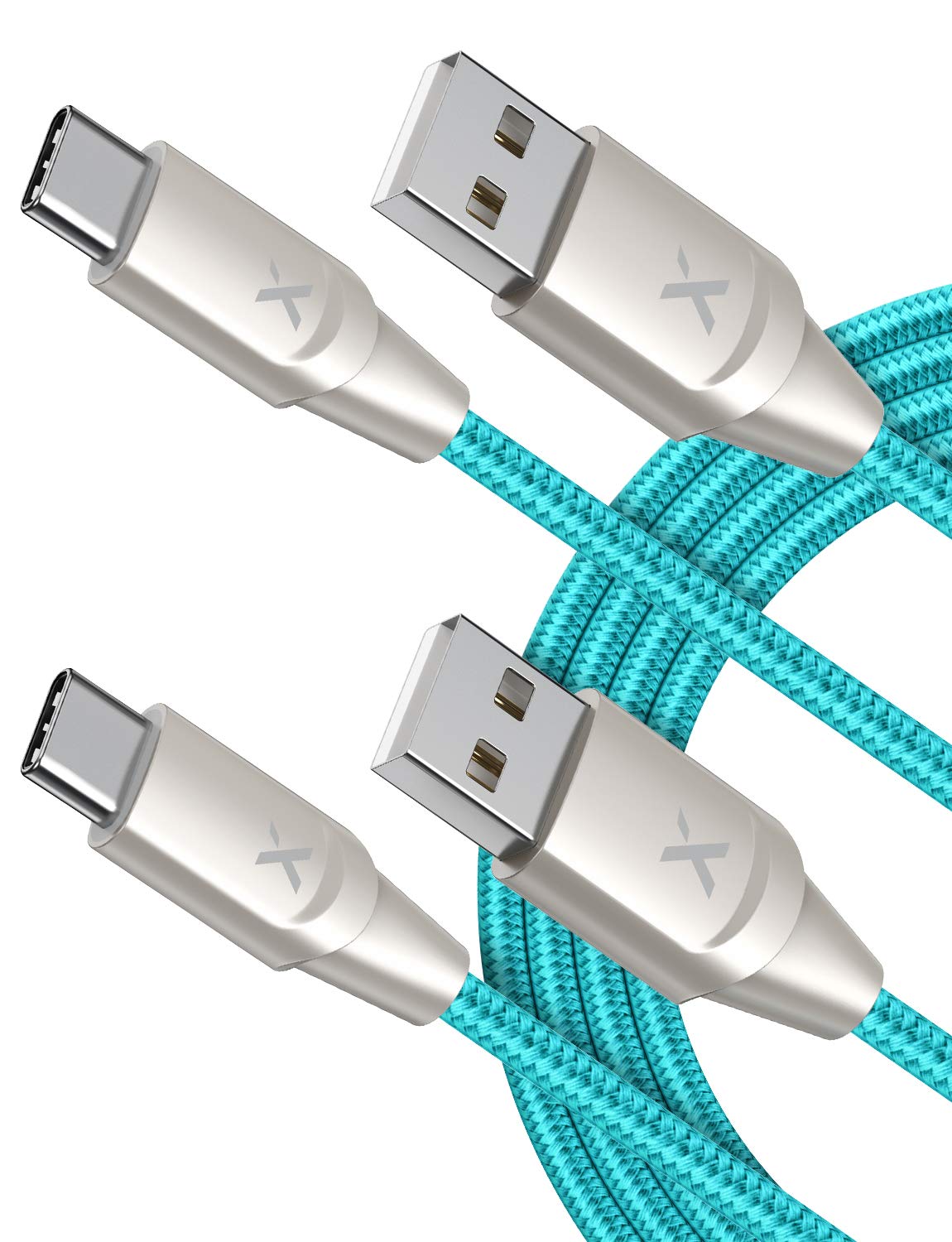 Xcentz USB Type C Cable, [2 Pack 3ft] USB C to USB A Fast Charger, Nylon Braided Charging Cable for Samsung Galaxy S10/S9/S8/Note 8/9/10, LG V20/G5/G6, Pixel, iPad Pro 2018 and More, Blue