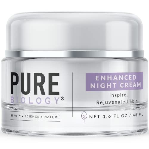 Pure Biology Premium Night Cream Face Moisturizer with Clinically Studied Syn-Coll Retinol Collagen Skin Renewing & Hyaluronic Acid | Anti Aging Face Cream for Wrinkles Eyes & Neck for Women & Men