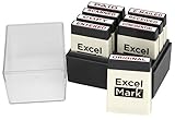 ExcelMark Mini Office Message Rubber Stamp Set - Red Ink - Storage Tray Included