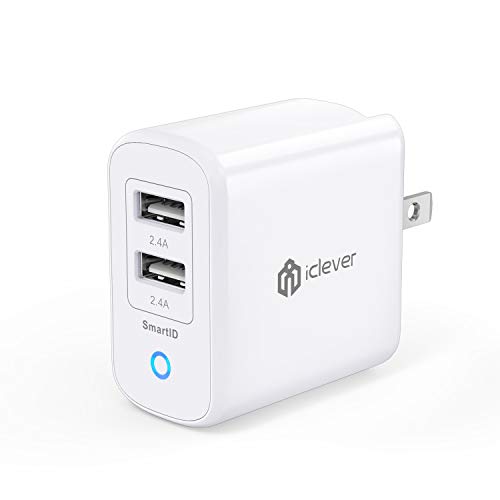iClever USB Charger BoostCube 24W Dual Port Wall Charger with SmartID Techology, Foldable Plug, Optimal Charging for iPhone Xs/XS Max/XR/X/8/7/6/Plus, iPad Pro Air/Mini, Normal for Other USB Device