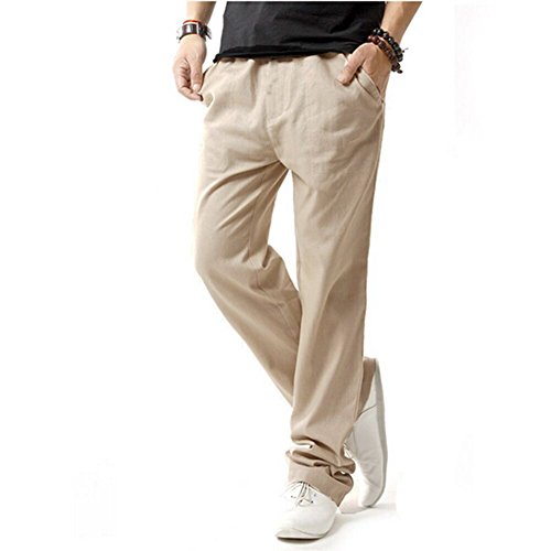 Hoerev Men Casual Beach Trousers Linen Jean Jacket Summer Pants