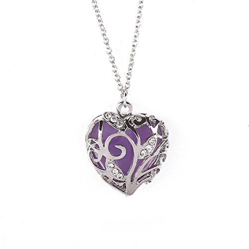 Harmily Glow in Dark Women Necklace Hollow Out Heart Crystal Pendant Luminous Chocker Necklace