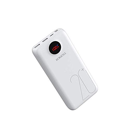 ROMOSS 20000mAh Type-C PD Portable Charger with LED Display,18W Fit Charge 3 Output and 3 Input Power Bank,External Battery Pack Compatible with Nintendo Switch, iPhone Xs/8 Plus, Samsung S9 and More