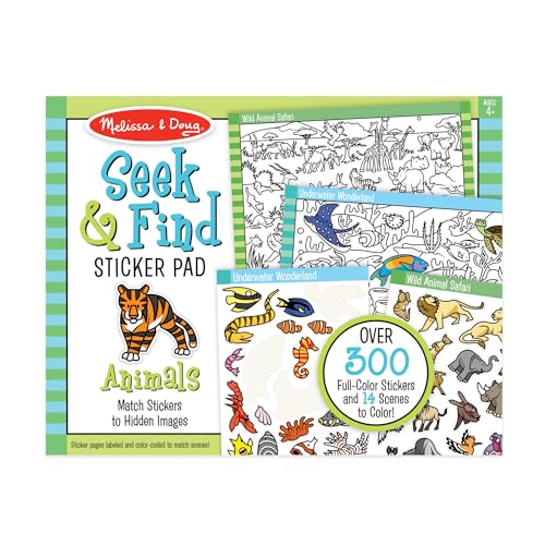 Melissa & Doug Seek And Find Sticker Pad – Animals (400+ Stickers, 14 Scenes To Color)