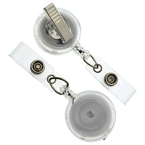 Bulk 100 Pack - Premium Clear Retractable Badge Reels with Alligator Swivel Clip on Back by Specialist ID (Translucent Clear)