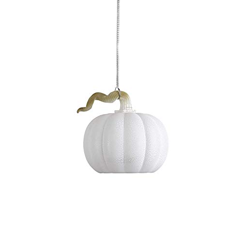 Anvehu Ornaments White Pumpkin Gourd Lantern Ornament Crackled Glass Design with LED Lights for Fall Autumn Halloween & Thanksgiving Decorations Includes Removable Hanging Spiral Chain