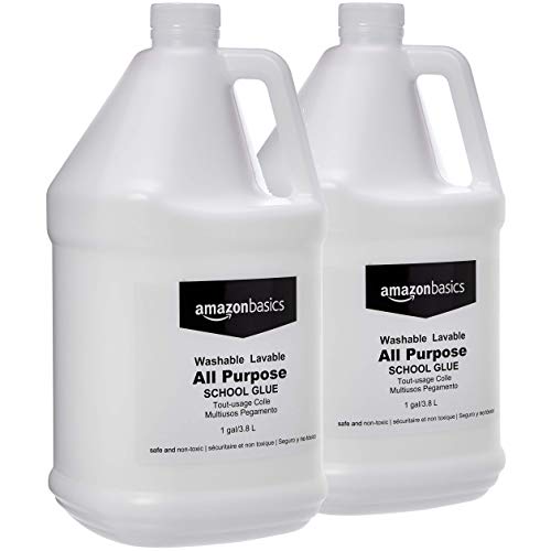 Book Cover Amazon Basics All Purpose Washable School Liquid Glue, Great for Making Slime, 1 Gallon Bottle, 2-Pack
