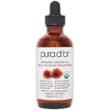 PURA D'OR Organic Castor Oil (118 ml) 100% Pure, Cold Pressed, Hexane Free Serum for Healthy Looking Lashes & Brows, and Moisturizes Skin