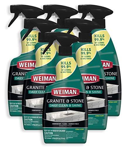 Weiman Granite Disinfectant Cleaner and Polish - 24 Ounce [6 Pack] Safely Clean Disinfect and Shine Granite Marble Soapstone Quartz Quartzite Slate Limestone Corian Laminate Tile Countertop and More