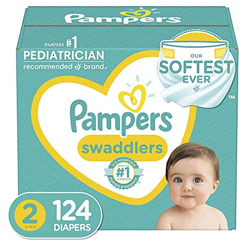 Book Cover Diapers Size 2, 124 Count - Pampers Swaddlers Disposable Baby Diapers, Giant Pack (Packaging May Vary)