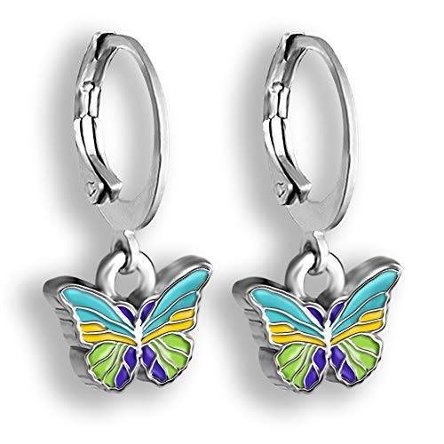 Butterfly Earrings Hoops Pink or Blue OR 2 Pair Sets of Blue Hoop Butterfly Earrings and Daisy Earrings Studs OR Pink Butterfly and Bee Hoop Earrings