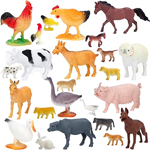 BOLZRA Large Farm Animals Figures, Realistic Simulation Jumbo Plastic Farm Figurines Animal Toys Learning Educational Playset Party Favors Bath Toys Cupcake Toppers for Toddlers Kids