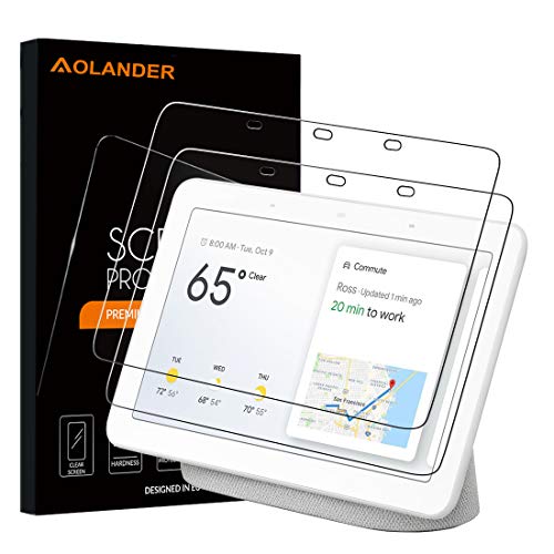 Aolander [2 Pack] Screen Protector for Google Home Hub 2018 ,[2.5D Round Edge] [9H Hardness] [High Definition] [Bubble Free] Tempered Glass Screen Protector for Google Home Hub Smart speaker (7 Inch)