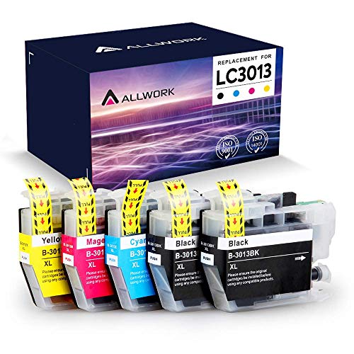 Allwork Compatible Ink Cartridges Replacement Brother LC3013 Works Brother MFC-J491DW MFC-J497DW MFC-J690DW MFC-J895DW Inkjet Printer 5Packs (2KCMY)