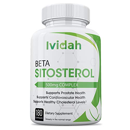 High Potency beta sitosterol Plant Sterols, IvidaH Supplements - 180 Capsules 6 Months Supply - 500 mg- Reduces Frequent Urination, Supports Prostate, Cardiovascular Health and Low Cholesterol Levels