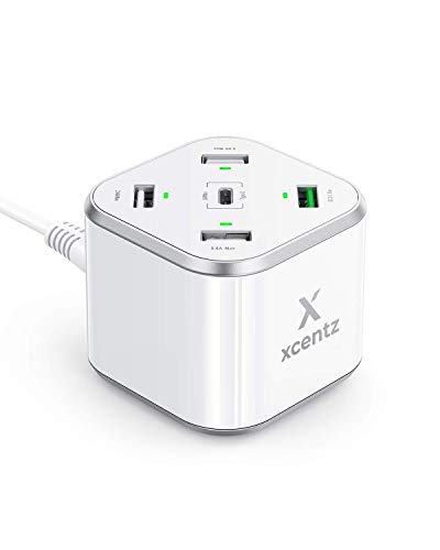 Xcentz USB Charger Multi Port Desktop Charging Station 48W Cube USB C Wall Charger Quick Charge 3.0 Charging Port USB Power Ports for iPhone 11/11 Pro/11 Pro Max,iPhone X/XS/8/7/6, iPad