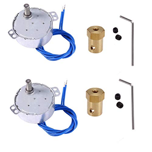 Synchronous Synchron Motor,Turntable motor, Electric motor with 7mm Flexible Coupling Connector,110V motor, 50/60Hz AC 100~127V 4W CCW/CW For Hand-Made, School Project, Model -2 Pack (2.5-3RPM)